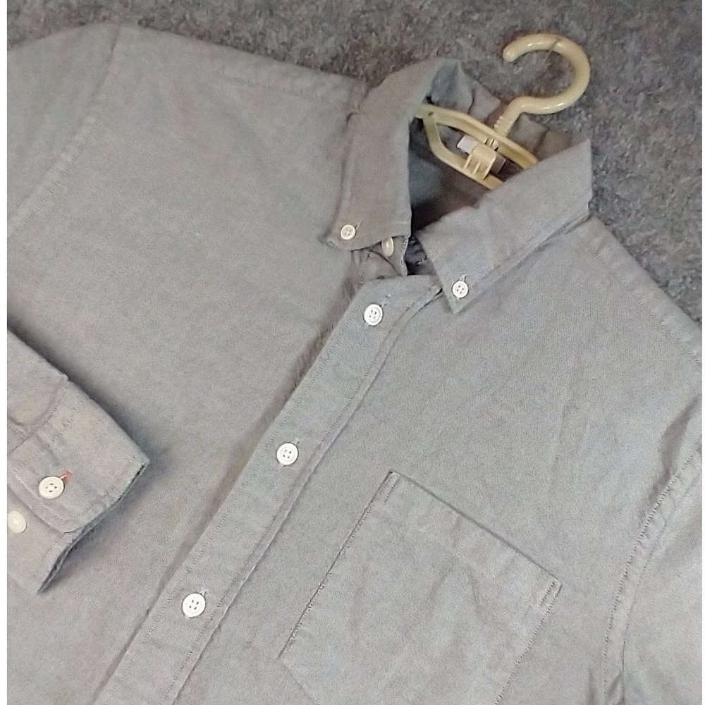 Spoke London Mens Grey Chambray Button Shirt Slim Regular Medium Cotton Portugal